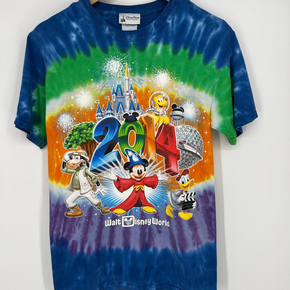 Disney Parks 2014 Tie Dye Graphic Mickey Walt Disney World T Shirt Size Small